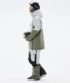 Doom Snowboard Jacket Men Light Grey/Black/Greenish -Snow Active Clothing Shop H0907 04 2EC4onv